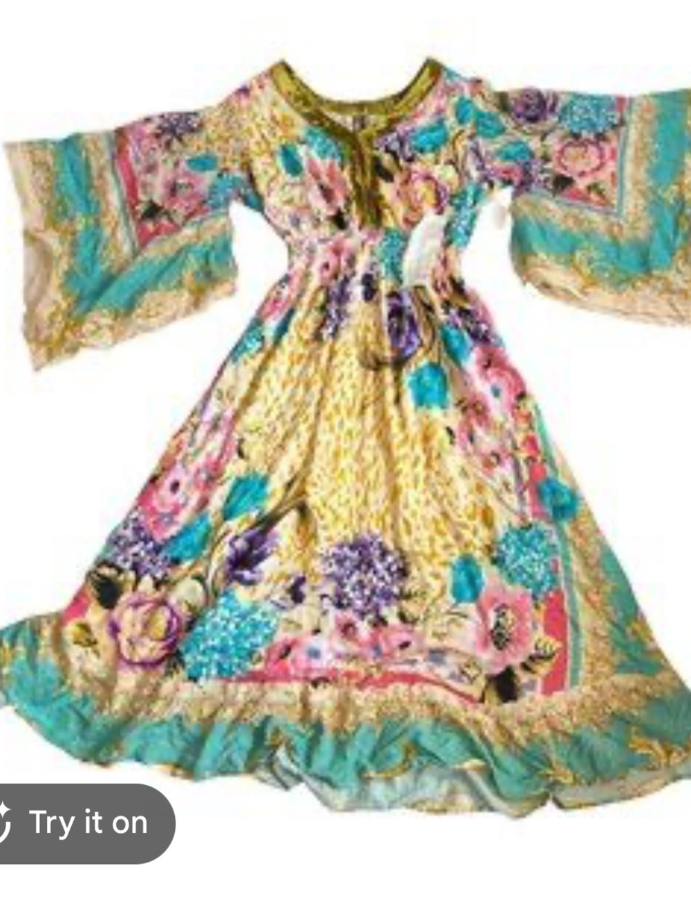 Aratta Floral Maxi Dress in Teal and Yellow